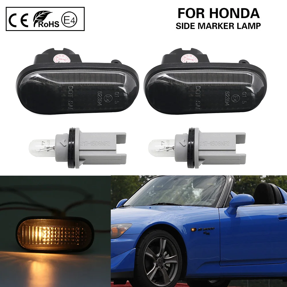 

Pair smoke OEM side marker light amber turn signal light for Honda S2000 Accord Civic Prelude CRX Fit