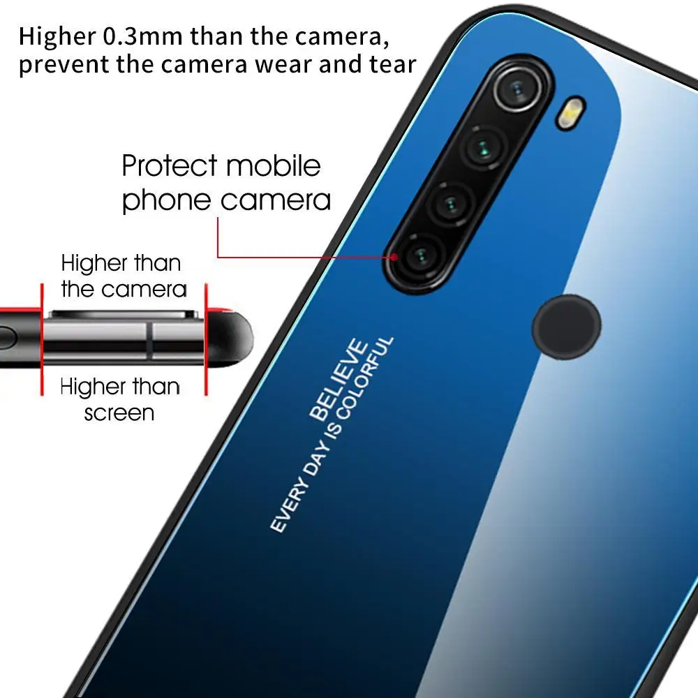 Тонкий чехол из закаленного стекла для Xiaomi Redmi K20 Note 7 Pro 8 8T 8A 7A градиентный 8t