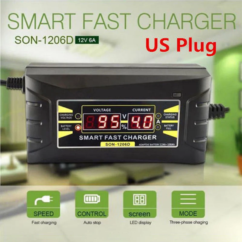 Car Battery Charger 12V 6A 10A Intelligent Full Automatic Auto Smart Fast Power Charging For Wet Dry LCD Display US Plug
Car Battery Charger 12V 6A 10A Intelligent Full Automatic Auto Smart Fast Power Charging For Wet Dry LCD Display US Plug