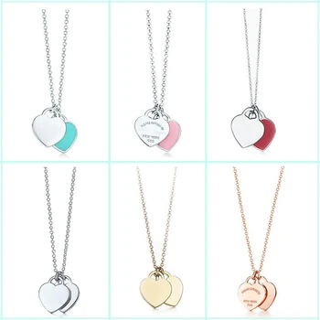 S925 Double Heart Pendant Necklace Lady Logo High-end Jewelry European and American Style Free Shipping 
S925 Double Heart Pendant Necklace Lady Logo High-end Jewelry European and American Style Free Shipping