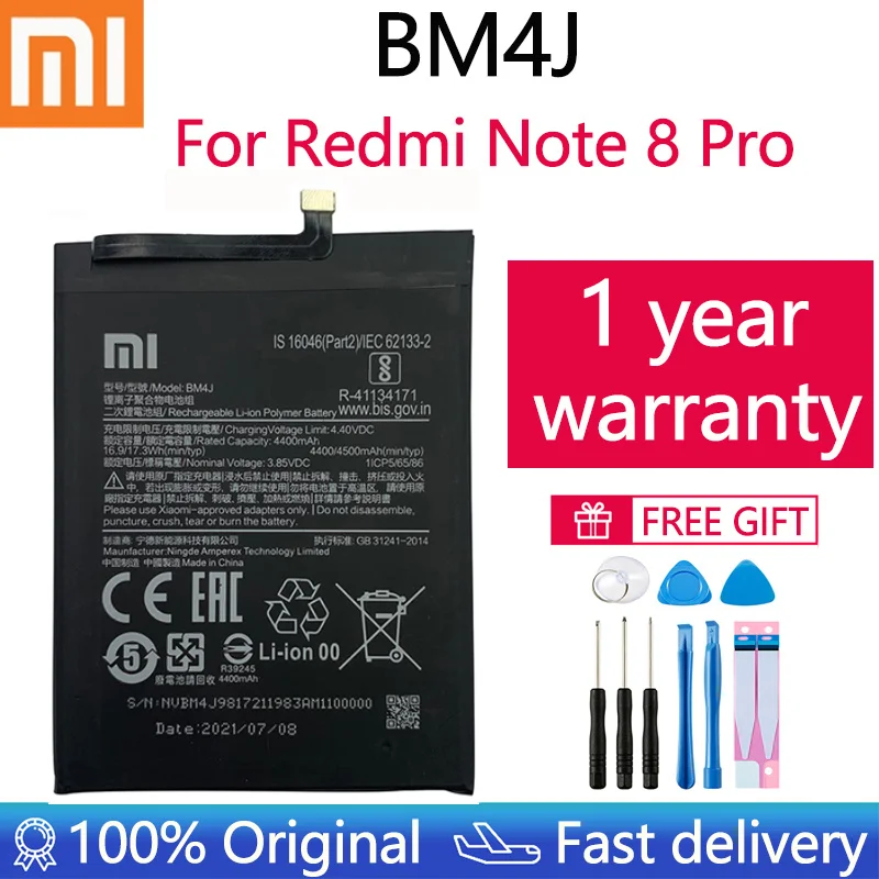 2021 год 100% оригинальный аккумулятор BM4J 4500 мАч для Xiaomi Redmi Note 8 Pro Note8 запасной