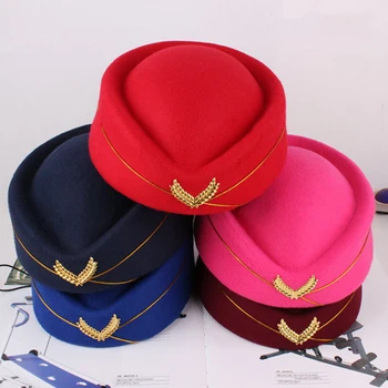 Women Air Stewardess Hat Woolen Flight Attendant Hat Stewardess Cap for Costume Cosplay Musical Performance 
Women Air Stewardess Hat Woolen Flight Attendant Hat Stewardess Cap for Costume Cosplay Musical Performance