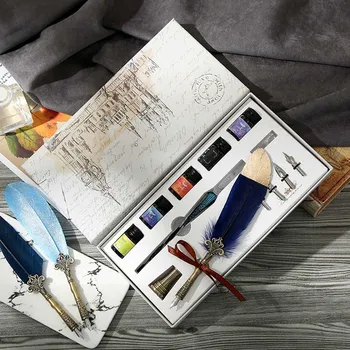Sprinkle Gold Luxury Vintage Feather Quill Dip Calligraphy Fountain Pen Writing Ink 5 Nibs Set Stationery Gift Box
Sprinkle Gold Luxury Vintage Feather Quill Dip Calligraphy Fountain Pen Writing Ink 5 Nibs Set Stationery Gift Box