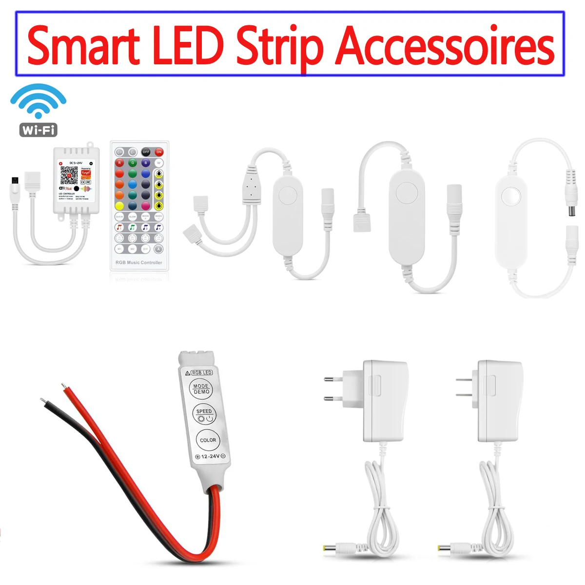LED Strip/Strips Lights Accessoires DC/4PIN RGB Controller/Plug/Adapter 12V SMD 2835/5050 Tuya WIFI/IR Remote Control Switch | Лампы и