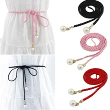 Women Belt Pearl Weaving Narrow PU Leather Thin Waistband Strap 8 Colors 
Women Belt Pearl Weaving Narrow PU Leather Thin Waistband Strap 8 Colors