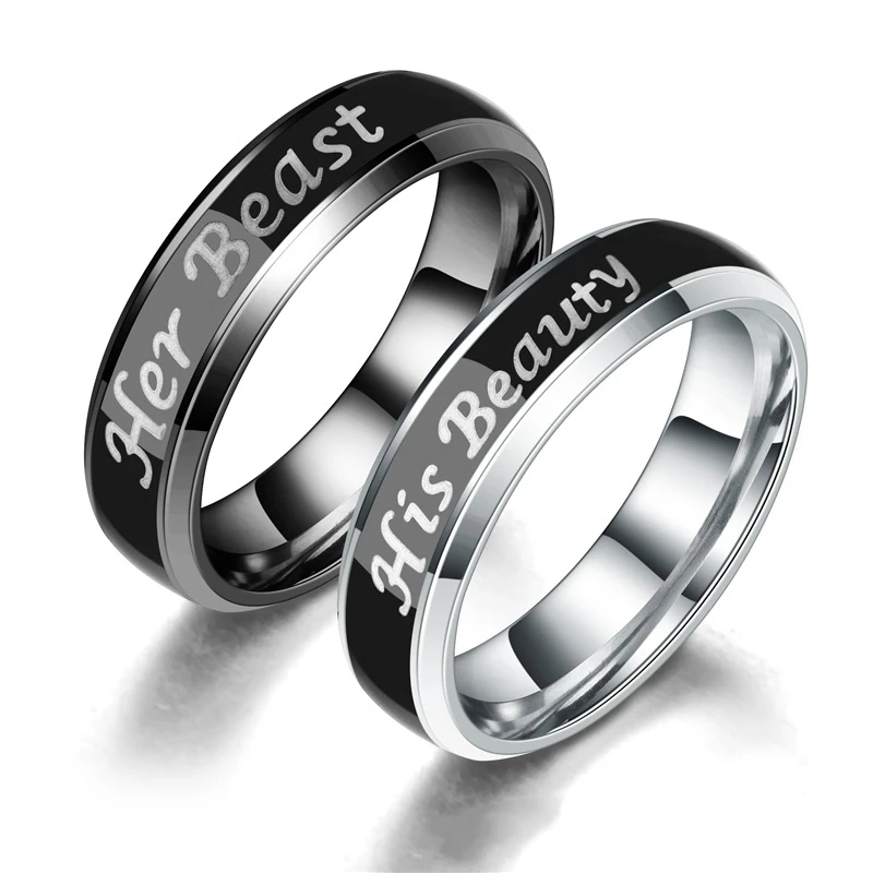 2019 Fashion Feel Warm Mood Changes Color Ring Classic Stainless Steel HER BEAST HIS BEATY Couple Ring Jewelry Gift Accesories
2019 Fashion Feel Warm Mood Changes Color Ring Classic Stainless Steel HER BEAST HIS BEATY Couple Ring Jewelry Gift Accesories