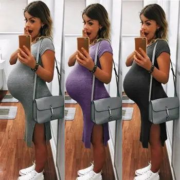 Women's Side Slit Maternity Clothes Bodycon Dress Mama Casual Short Sleeve Wrap Vestidos Womens Clothing Plus Size Robe 
Women's Side Slit Maternity Clothes Bodycon Dress Mama Casual Short Sleeve Wrap Vestidos Womens Clothing Plus Size Robe