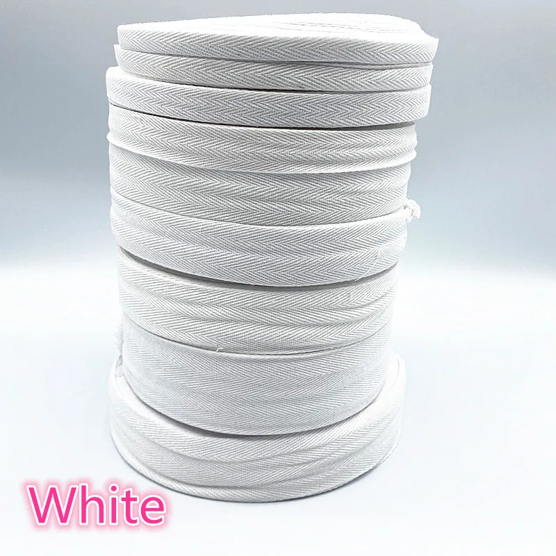 Description Picture 6 of item3yds 6-50mm Black White Webbing Herringbone Belt Clothing Accessories Handmade Diy Cotton Cloth Belt Edging Strip Bandage Ribbon