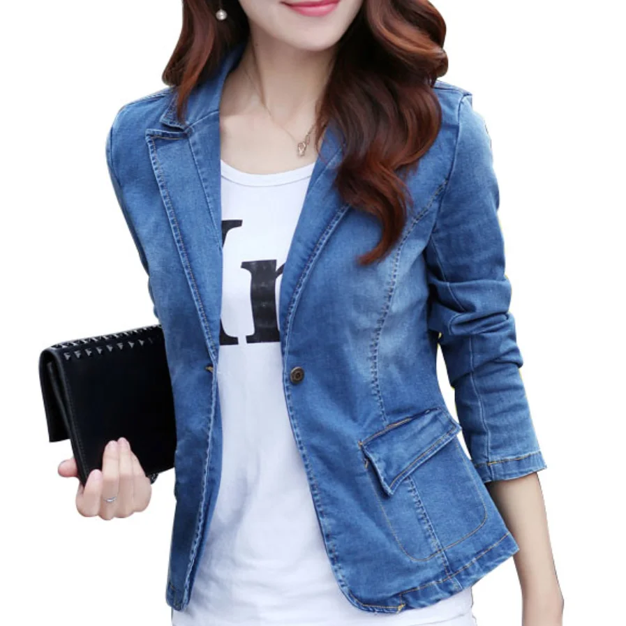 Frauen Fruhling Herbst Denim Blazer Damen Ubergrossen Langarm Denim Jacke Plus Grosse 3xl Women Blazer Blazer Women Blazersblazer Women Aliexpress