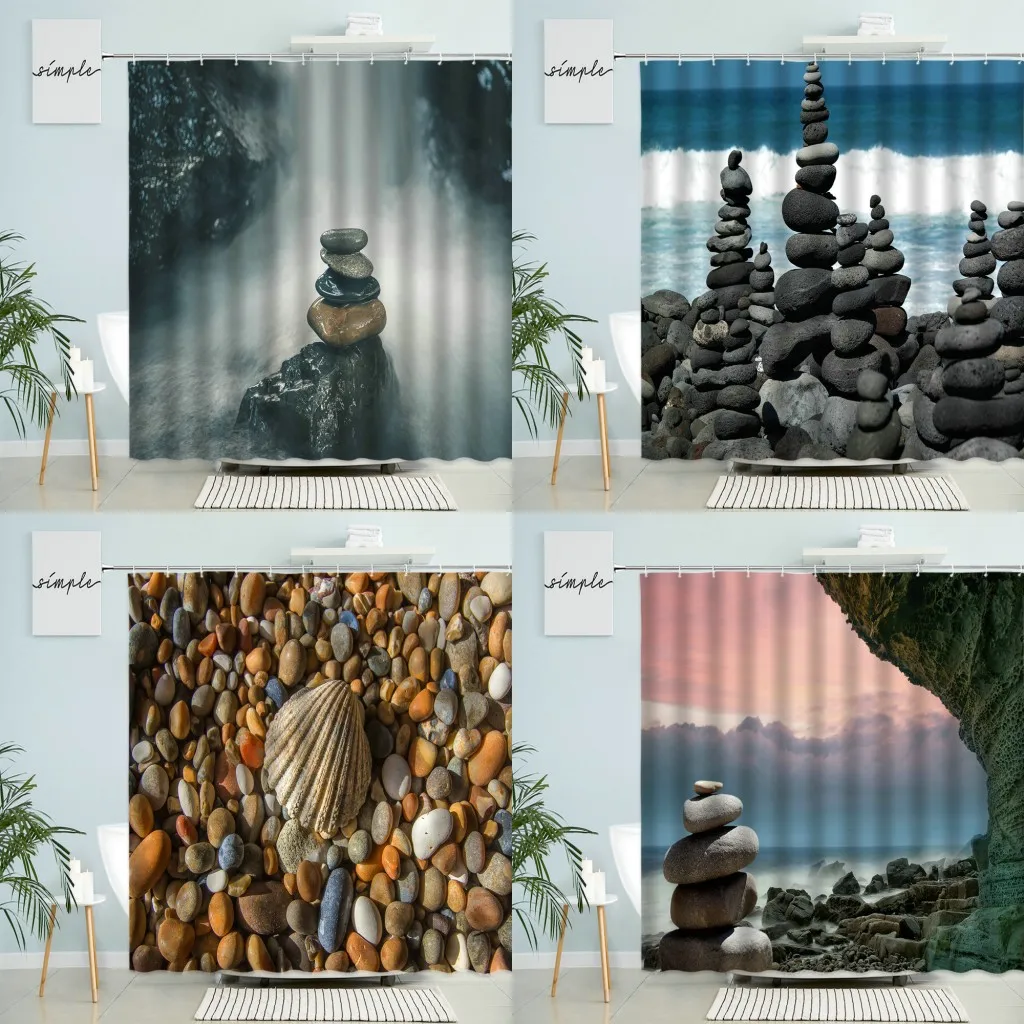 Zen Landscape Shower Curtain Natural Scenery Bathroom Decor Stone Rock Waterfall Beach Boho Polyester Screen With Hooks Washable 
Zen Landscape Shower Curtain Natural Scenery Bathroom Decor Stone Rock Waterfall Beach Boho Polyester Screen With Hooks Washable