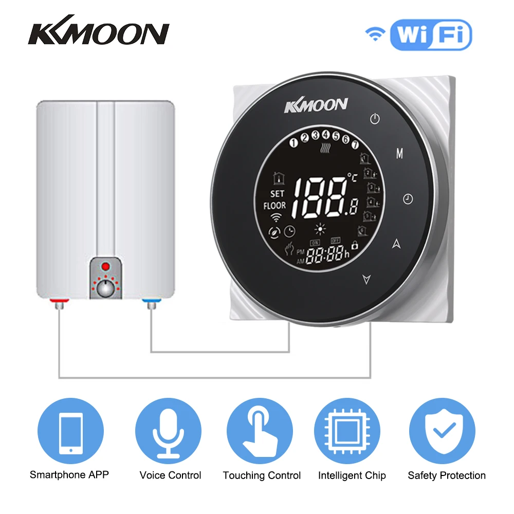 KKmoon Smart Digital WIFI Voice Control Room Temperature Controller APP Controls Water/Gas Boiler Heating Thermostat Regulator
KKmoon Smart Digital WIFI Voice Control Room Temperature Controller APP Controls Water/Gas Boiler Heating Thermostat Regulator