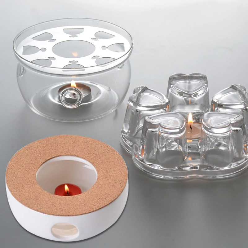 Simple Ceramic Heating Base Coffee Water Tea Glass Heat-Resistant Teapot Warmer Insulation Round Heart-shaped Candle Holder | Дом и сад
