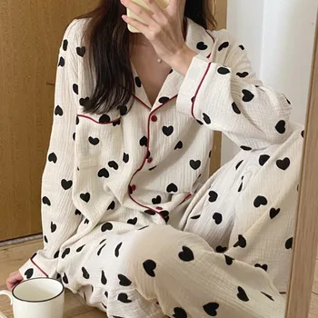 Love Print Pajamas for Women Cotton Pigiami Donna Winter Pyjamas Women Home Clothes Warm Pajamas Sleepwear Set Room Wear
Love Print Pajamas for Women Cotton Pigiami Donna Winter Pyjamas Women Home Clothes Warm Pajamas Sleepwear Set Room Wear