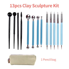 13pcs Clay Sculpture Kit with Pencil Bag Acrylic Rod Indentation Pen Clay beginner's set for Fondant Cakes/DIY Nails Art
13pcs Clay Sculpture Kit with Pencil Bag Acrylic Rod Indentation Pen Clay beginner's set for Fondant Cakes/DIY Nails Art