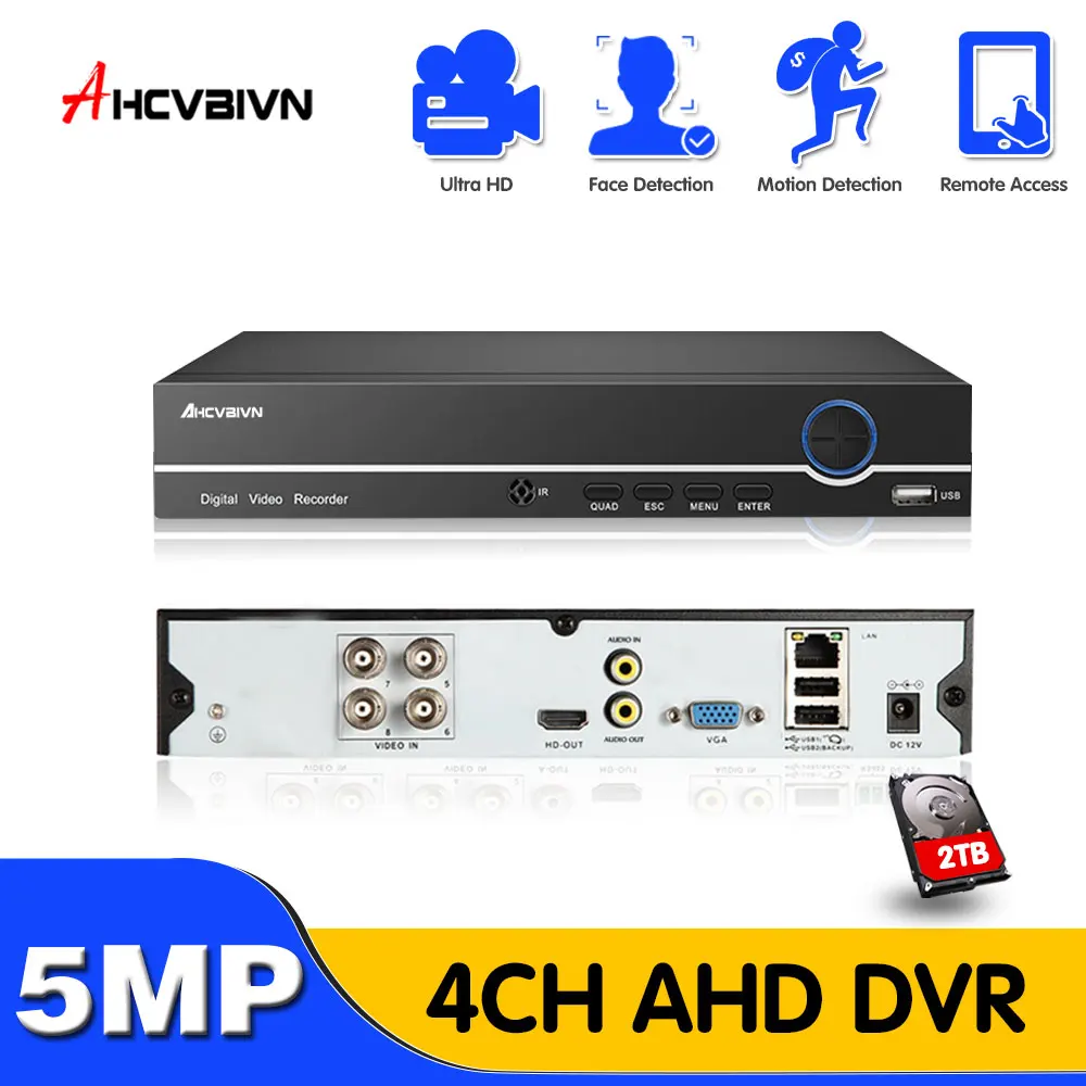 HCVAHDN 5MP AHD DVR 4CH 5 в 1 гибридный видеорегистратор безопасности для 5MP/4MP 1080P TVI CVI
