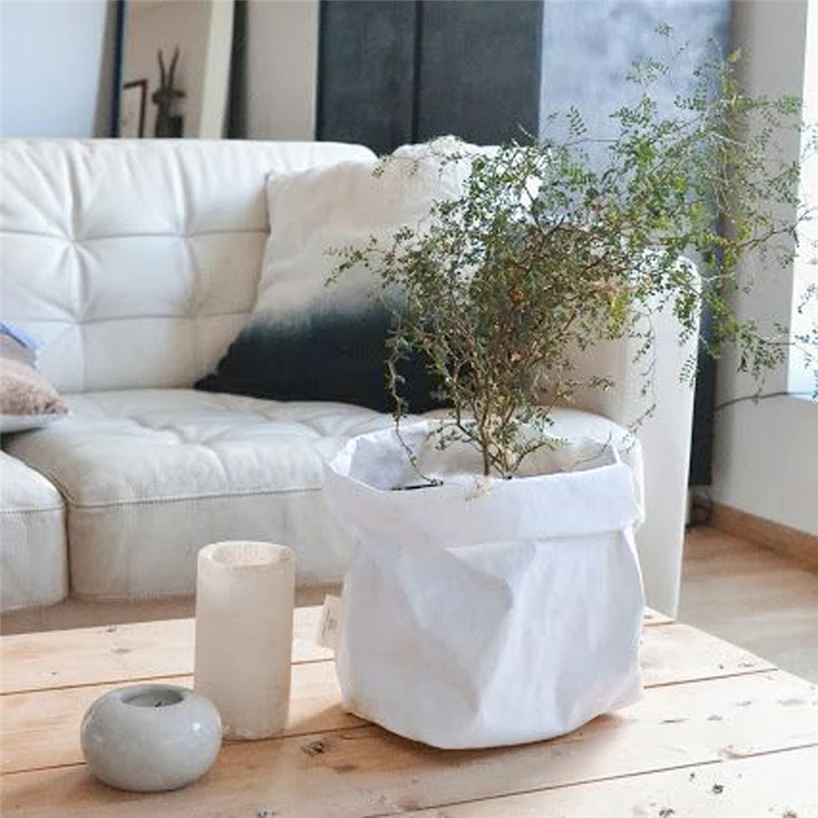 Washable kraft paper bag plant flower pot multifunctional portable simple home garden storage bag save space reuse