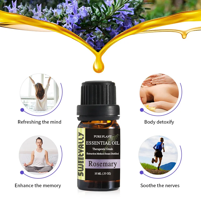 

10ml Essential oil Air Freshening Rosemary Essential Oil For Aromatherapy Diffusers Pure Essential Oils for Organic Body Relax