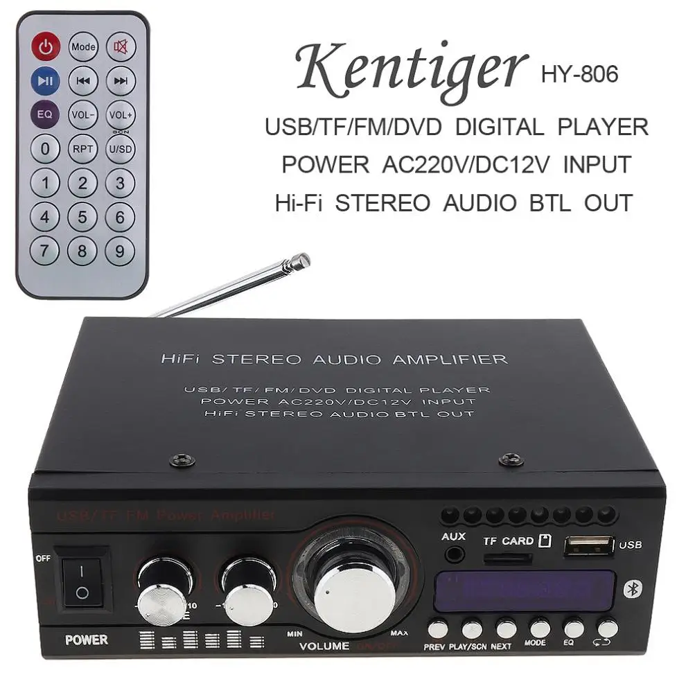 DC12V AC 220V 110V Bluetooth Auto Car Stereo Power Amplifier 2CH HiFi Digital Audio Player Support USB SD FM Radio DVD
DC12V AC 220V 110V Bluetooth Auto Car Stereo Power Amplifier 2CH HiFi Digital Audio Player Support USB SD FM Radio DVD