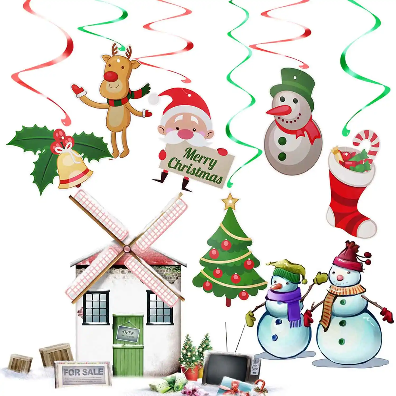 behogar 21pcs christmas decoration kit merry christmas banner