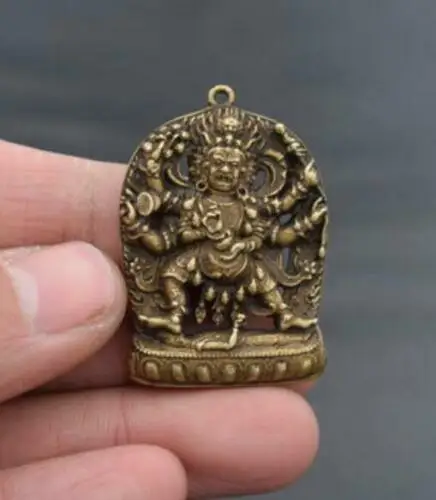 Chinese Old Handmade pure brass Six arm Buddha small Amulet Pendant
Chinese Old Handmade pure brass Six arm Buddha small Amulet Pendant
