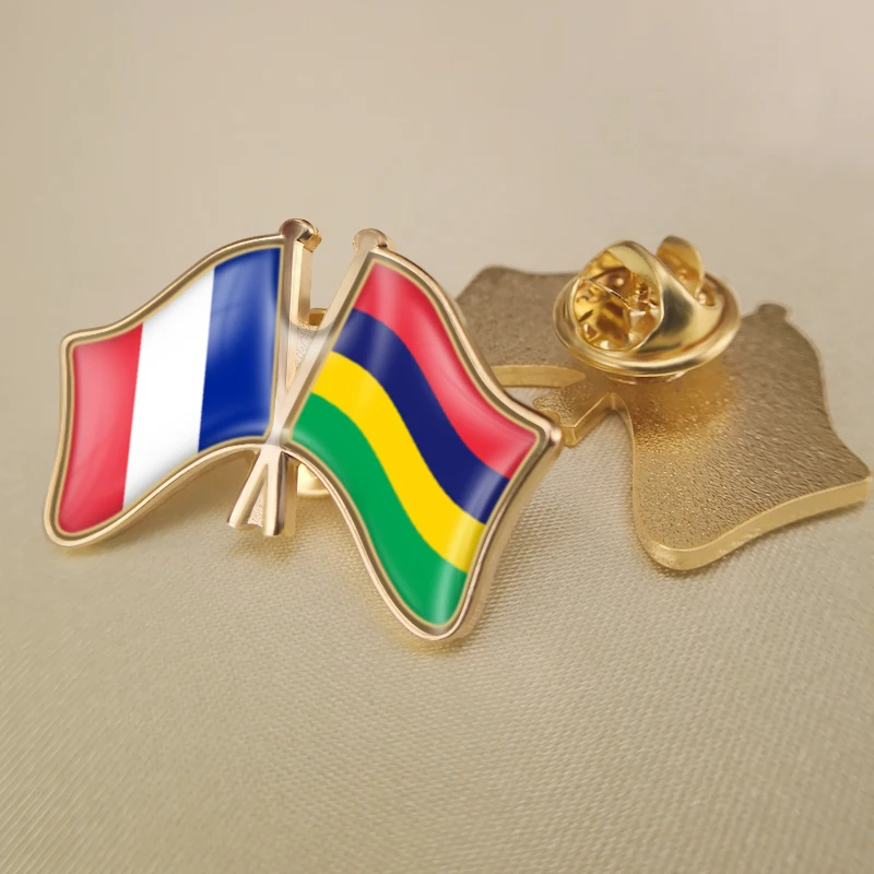 France and Mauritius Crossed Double Friendship Flags Lapel Pins Brooch Badges 
France and Mauritius Crossed Double Friendship Flags Lapel Pins Brooch Badges
