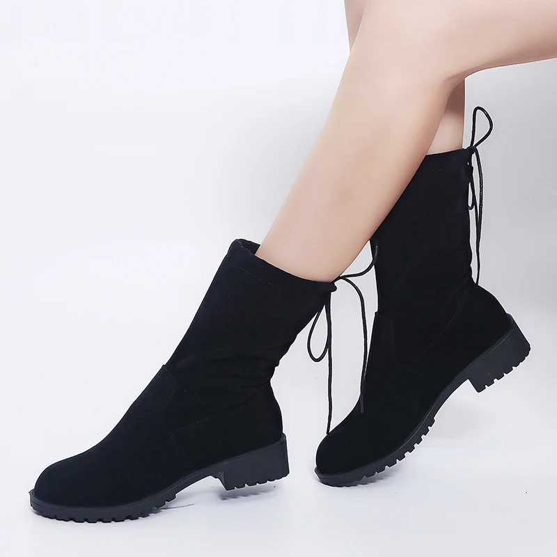 Autumn/Winter Fashion Flock Martin Boots Women Easy-matching Chunky Med Heels Ankle Boots Leisure Round Toe Back Lace-up Boots
Autumn/Winter Fashion Flock Martin Boots Women Easy-matching Chunky Med Heels Ankle Boots Leisure Round Toe Back Lace-up Boots