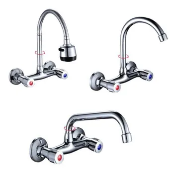 G1/2 Brass Kitchen Sink Faucet Double Handle Double Control Hot And Cold Water Mixer Tap 360° Rotating Wall-mounted Bibcock
G1/2 Brass Kitchen Sink Faucet Double Handle Double Control Hot And Cold Water Mixer Tap 360° Rotating Wall-mounted Bibcock