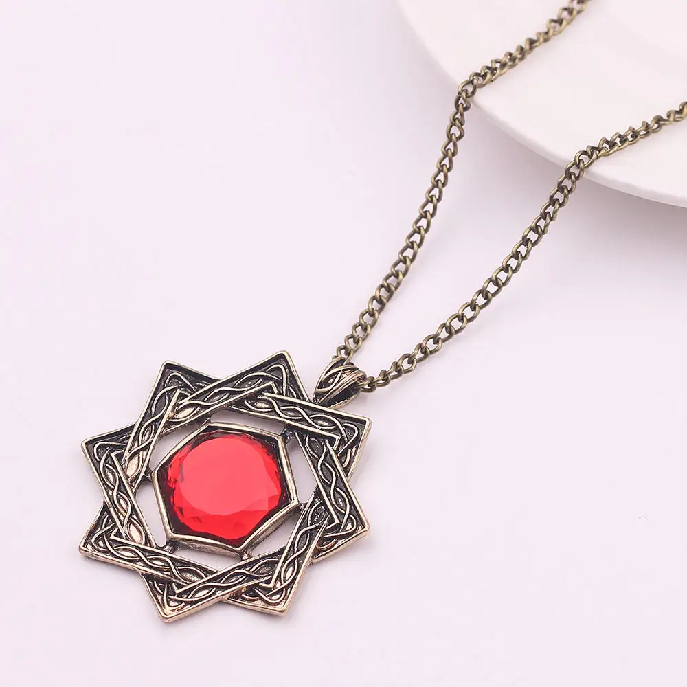 necklaces bronze red crystal stone pendants dark souls men charm