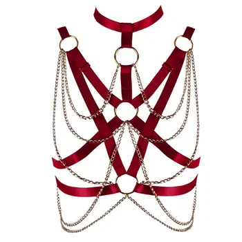 Sexy Body Chain Ring Top Neck Cage Breast Strappy Wine Red Bra Elastic Plus Size Sexy Lingerie Party Rave Gothic Harness Belts
Sexy Body Chain Ring Top Neck Cage Breast Strappy Wine Red Bra Elastic Plus Size Sexy Lingerie Party Rave Gothic Harness Belts