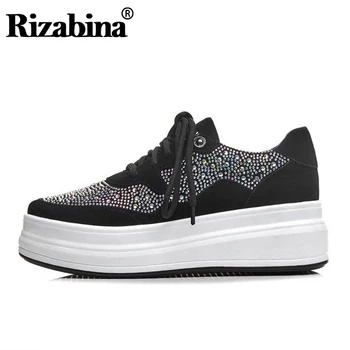 RIZABINA Real Leather Vulcanized Shoes Women Lace Up Brand Casual Shoes Vacation Fashion Street Heeled Footwear Size 34-39 
RIZABINA Real Leather Vulcanized Shoes Women Lace Up Brand Casual Shoes Vacation Fashion Street Heeled Footwear Size 34-39