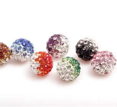 

10mm 100pcs/lot Mixed Micro Clay Pave Disco Ball Gradual Change Beads jewerly making bead Lot loose fg45 crystal