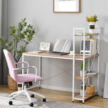 Natural Computer Desk with 4 Tier Storage Shelves Study Table with Bookshelf for Home Working Office Workstation Writing Desktop
Natural Computer Desk with 4 Tier Storage Shelves Study Table with Bookshelf for Home Working Office Workstation Writing Desktop