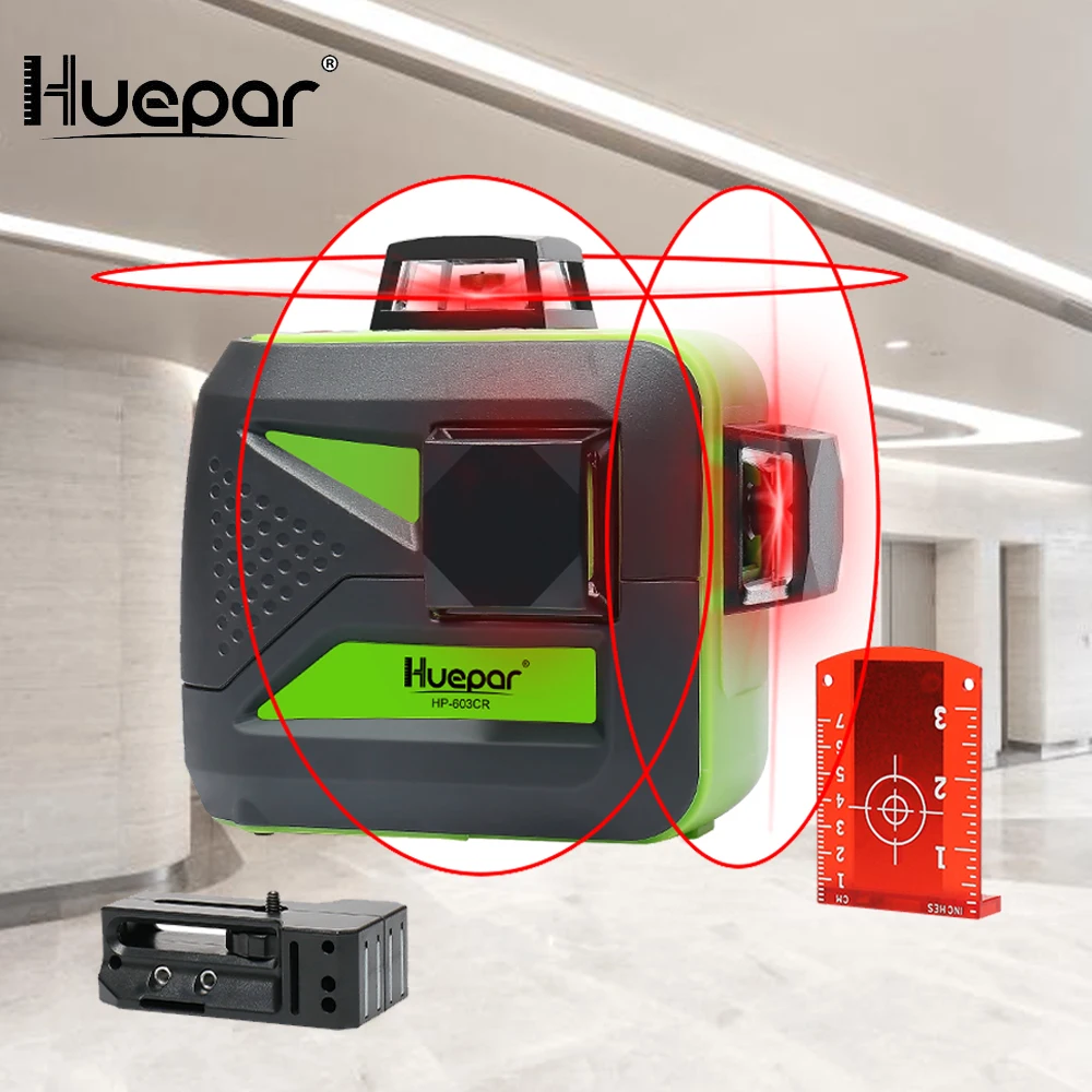 Самонивелирующийся лазерный 3D уровень Huepar 12 линий пересечение горизонталей и