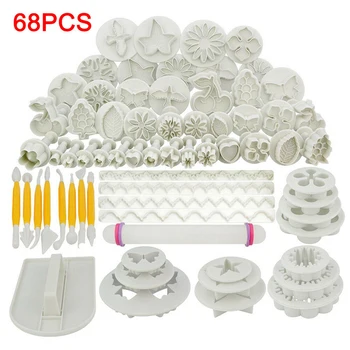 68Pcs Fondant Cutter Plastic Cake Mold DIY Fondant Cake Decorating Tools Plunger Paste Sugar Craft Die Food Grade Baking Mold
68Pcs Fondant Cutter Plastic Cake Mold DIY Fondant Cake Decorating Tools Plunger Paste Sugar Craft Die Food Grade Baking Mold