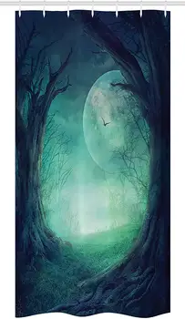 Gothic Stall Shower Curtain Misty Horror Image of Autumn Valley with Woods Spooky Tree and Full Moon Scenery Fabric Bathroom 
Gothic Stall Shower Curtain Misty Horror Image of Autumn Valley with Woods Spooky Tree and Full Moon Scenery Fabric Bathroom