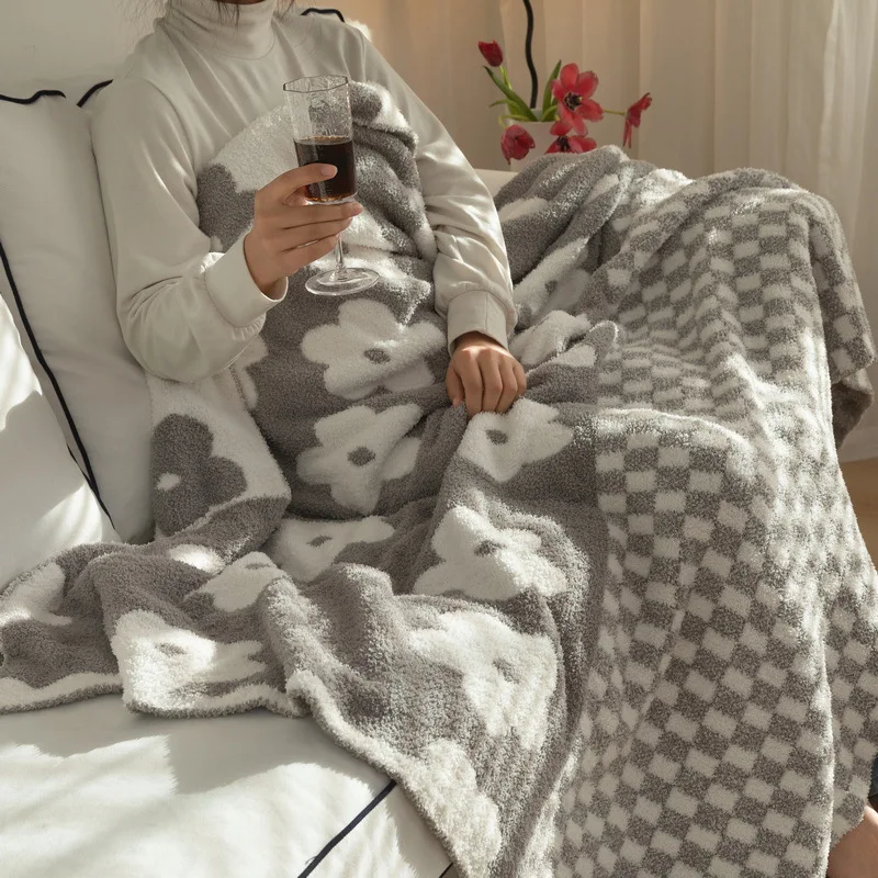 Couverture tricotée en Jacquard, Plaid, échiquier, Plaid, confortable, Super doux, duveteux, duveteux, pour lit, canapé, châle de sieste, à la mode Couverture tricotée en Jacquard, Plaid, échiquier, Plaid, confortable, Super doux, duveteux, duveteux, pour lit, canapé, châle de sieste, à la mode