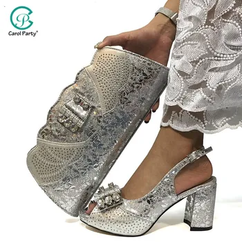 2019 Decorated With Rhinestone Shoes And Bag Set Italian Design Matching Shoes And Bag Set Super High Heel Sandals in Sliver
2019 Decorated With Rhinestone Shoes And Bag Set Italian Design Matching Shoes And Bag Set Super High Heel Sandals in Sliver