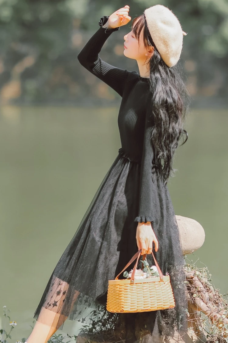 מורי ילדה סתיו חורף נשים סוודר שמלת Alyaboomty מישמש שחור סרוג כוכבים רשת שמלת רומנטי סריגה טול ארוך שמלה מורי ילדה סתיו חורף נשים סוודר שמלת Alyaboomty מישמש שחור סרוג כוכבים רשת שמלת רומנטי סריגה טול ארוך שמלה