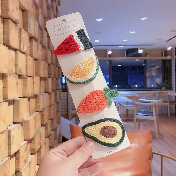 1set ins Fashion Cute Crochet Avocado Carrot Lemon Watermelon Snap Clips Cartoon Fruit Barrettes Boutique Hair Accessories
1set ins Fashion Cute Crochet Avocado Carrot Lemon Watermelon Snap Clips Cartoon Fruit Barrettes Boutique Hair Accessories