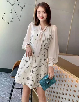 Latest Designer Dress 2020 Spring Summer Women Bow Collar Exquisite Print Long Sleeve Apricot Dark Blue Dress Sexy Above Knee
Latest Designer Dress 2020 Spring Summer Women Bow Collar Exquisite Print Long Sleeve Apricot Dark Blue Dress Sexy Above Knee