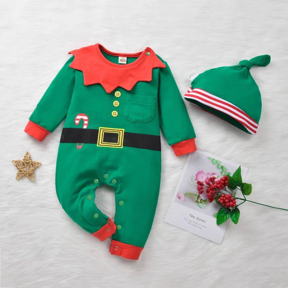 

Christmas Baby Outfits 2020 Winter Clothes Xmas Kids Clothing Baby Boy Clothes Set Santa Claus Bodysuit+Hat 2 Piece Newborn D30