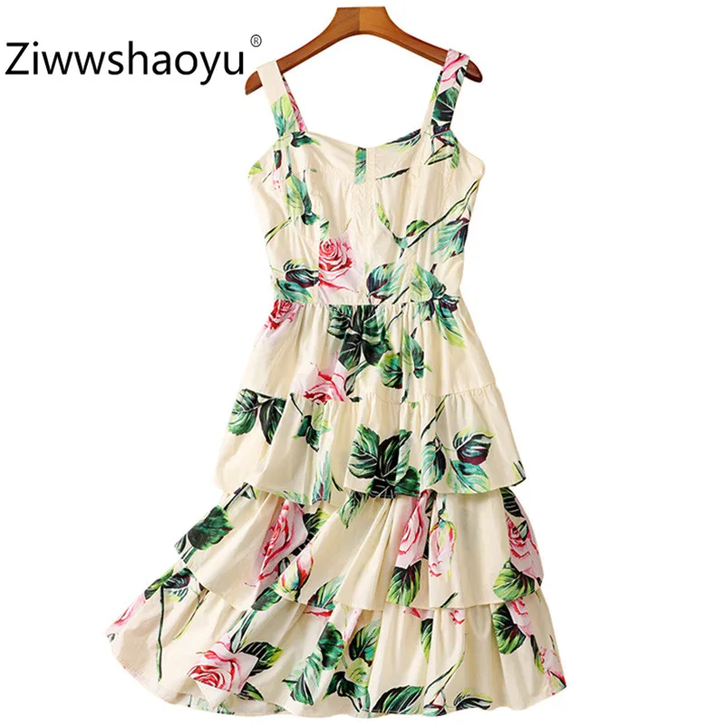 Ziwwshaoyu 100% Cotton Rose Flower Print Summer Sexy Party Cascading Ruffle Spaghetti Strap Dresses Women's High Quality
Ziwwshaoyu 100% Cotton Rose Flower Print Summer Sexy Party Cascading Ruffle Spaghetti Strap Dresses Women's High Quality