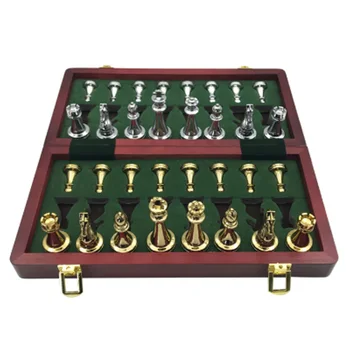 Easytoday Metal Glossy Golden and Silver Chess Pieces Solid Wooden Folding Chess Board High Grade Professional Chess Games Set
Easytoday Metal Glossy Golden and Silver Chess Pieces Solid Wooden Folding Chess Board High Grade Professional Chess Games Set