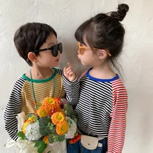 Spring autumn Brother and sister cotton striped patchwork T shirts Boys and girls soft casual long sleeve Tops
Spring autumn Brother and sister cotton striped patchwork T shirts Boys and girls soft casual long sleeve Tops