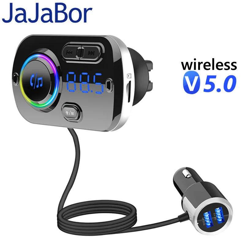 

JaJaBor FM Transmitter FM Modulator Wireless A2DP MP3 AUX Audio Music Car MP3 Player Bluetooth 5.0 Carkit Handsfree Quick Charge