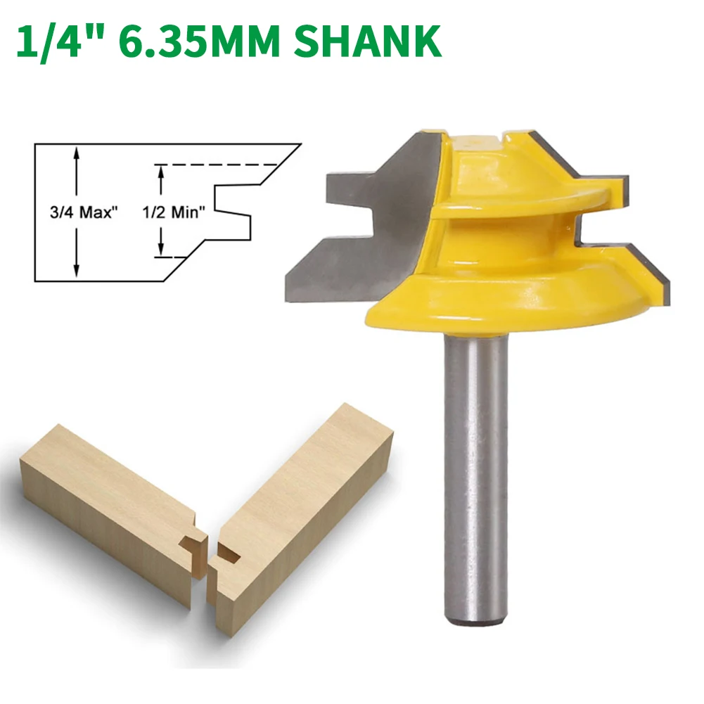 1PC 1/4" 6.35MM Shank Milling Cutter Wood Carving 45 Degree Lock Miter Router Bit Woodworking Carbide Tenon Milling Cutter Tool
1PC 1/4" 6.35MM Shank Milling Cutter Wood Carving 45 Degree Lock Miter Router Bit Woodworking Carbide Tenon Milling Cutter Tool