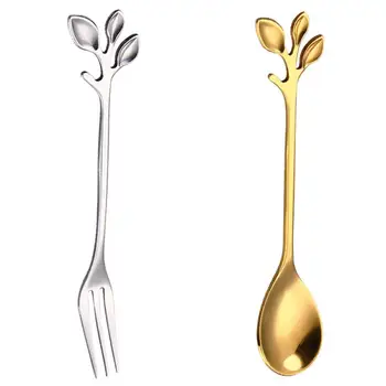 Stainless Steel Spoon Small Fresh Branch Waving Coffee Spoon Leaf Fruit Fork Gift Titanium Colorful Silver Plated Special Offer
Stainless Steel Spoon Small Fresh Branch Waving Coffee Spoon Leaf Fruit Fork Gift Titanium Colorful Silver Plated Special Offer