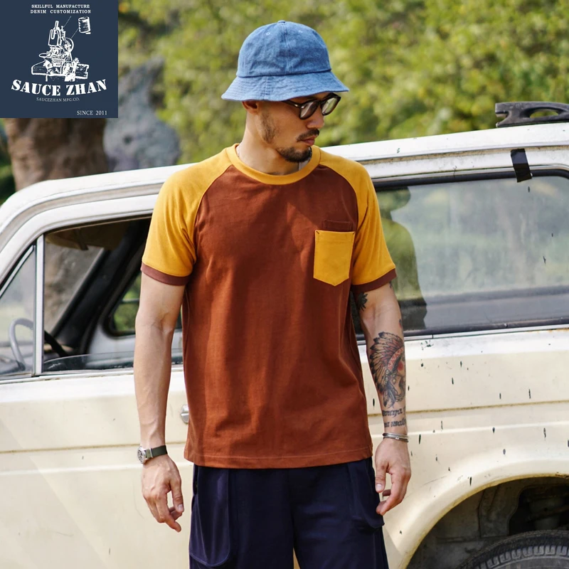 SauceZhan Paste Color Matching Raglan Sleeve T-shirt Cotton Crew Neck Short Sleeve Color Matching Men's T-shirt Ringer Tee 
SauceZhan Paste Color Matching Raglan Sleeve T-shirt Cotton Crew Neck Short Sleeve Color Matching Men's T-shirt Ringer Tee