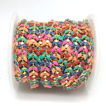 5Meter Colorful Enamel Fishbone Beaded Choker Copper Plated Gold Chains,Lampwork Chevron Link Rosary Chain Necklace FRS138
5Meter Colorful Enamel Fishbone Beaded Choker Copper Plated Gold Chains,Lampwork Chevron Link Rosary Chain Necklace FRS138