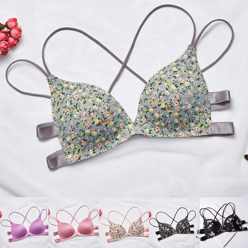 2020 Fashion Cross Back Intimates Push Up Bra Lingerie Front Buckle Women Soft Seamless Buauty Back Floral Print Underwear
2020 Fashion Cross Back Intimates Push Up Bra Lingerie Front Buckle Women Soft Seamless Buauty Back Floral Print Underwear